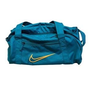 Nike Gym Club Teal Duffel with Pockets, Yellow Swoosh - Sport Bag